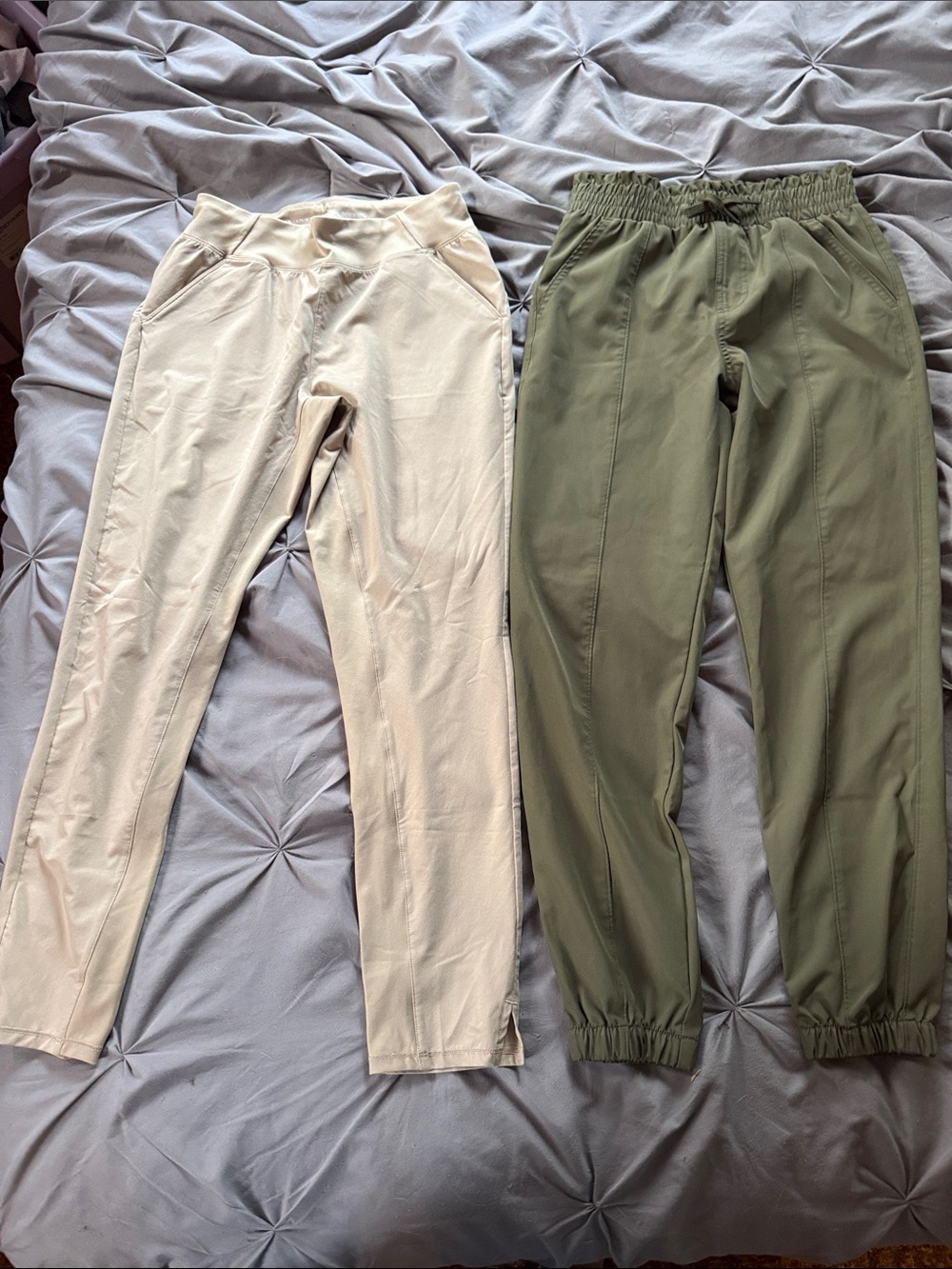 Kids Jogger Pants Set - Olive and Cream Pull-On Bottoms